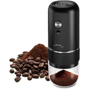 Portable Electric Coffee GrinderAutomatic Coffee Grinder with USB Type-C wireless charging designAdjustable Coarse to Fine for coffee beans, grains, cleaning brush + cable Includes (black)