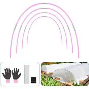 Garden Hoops 60 count,  Greenhouse Hoops for .5ft Wide Raised Bed, 15 Sets of 5.6ft Long Super Bendable Fiberglass Rods, Raised Planter Box Kit and Mini Greenhouse for Row Cover (S Size)