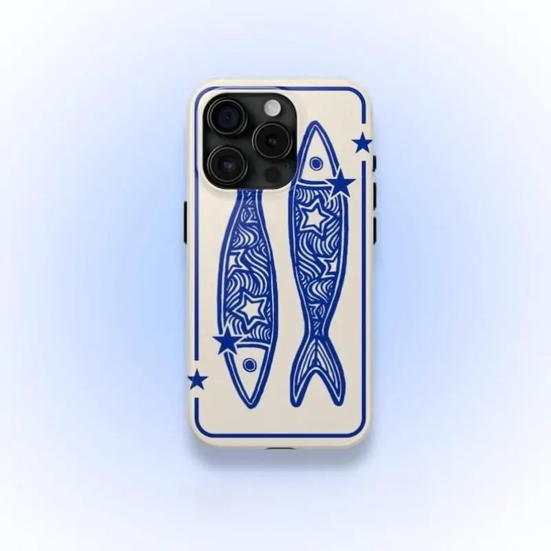 Navy Blue Star Sardine Phone Case Y2K Celestial Sea Grunge Cute Cool Girl Suitable for IPhone17 11 12 13 14 15 16 Pro Max Air Plus