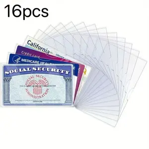 5-pack/16-pack Clear Card Cases Waterproof Scratch-Resistant Transparent ID Card Holders Durable for All Cards Office Supplies Organizer Work Accessories