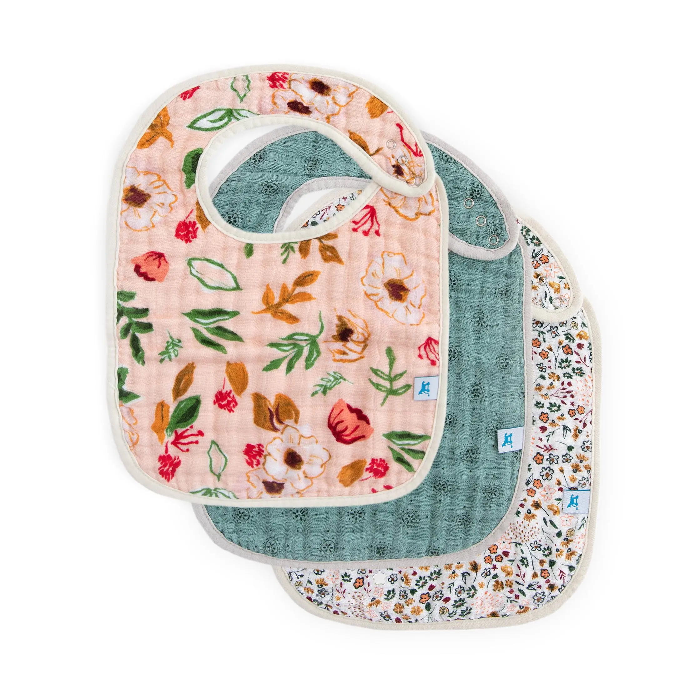 Cotton Muslin Classic Bib 3 Pack - Vintage Floral