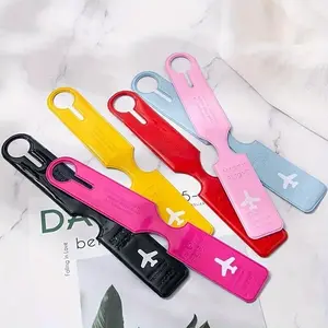 6pcs Elegant Portable Luggage Tags - Solid Color Light Blue Airplane-Shaped Travel ID Tags with Key Ring & Happy Flight Message Slot, Cute Durable Bag Markers for Suitcases, Backpacks, Travel Gifts, Suitcase Identifier, Stylish Accessory, Lightweight Mat