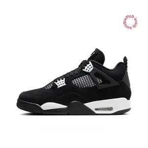 Black and White Color-Blocked Mid-Top Retro Basketball Shoes