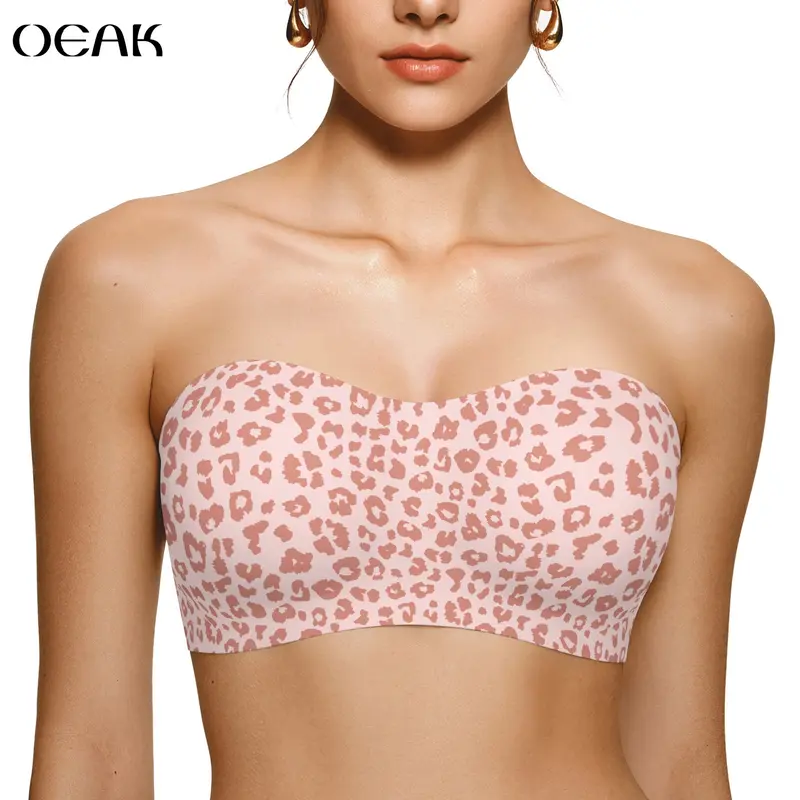 OEAK | Strapless Jelly Bandeau, Push Up, Padded Bras, Non-Slip & Seamless Comfortable