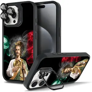 Religious Art God Bless The Virgin Mary Dollar Pattern Phone Case For iphone 16 15 14 13 12 11 PRO PLUS MAX COOL Fashionable Tough Magnetic Durable Metal lens frame Film Bracket Stand Gift Full Protection Camera Holder Phone Cases Cover 225