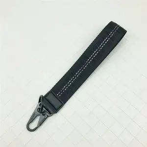 Keychain with Black Canvas Embroidered English Letters - Simple Design & Black Color Scheme