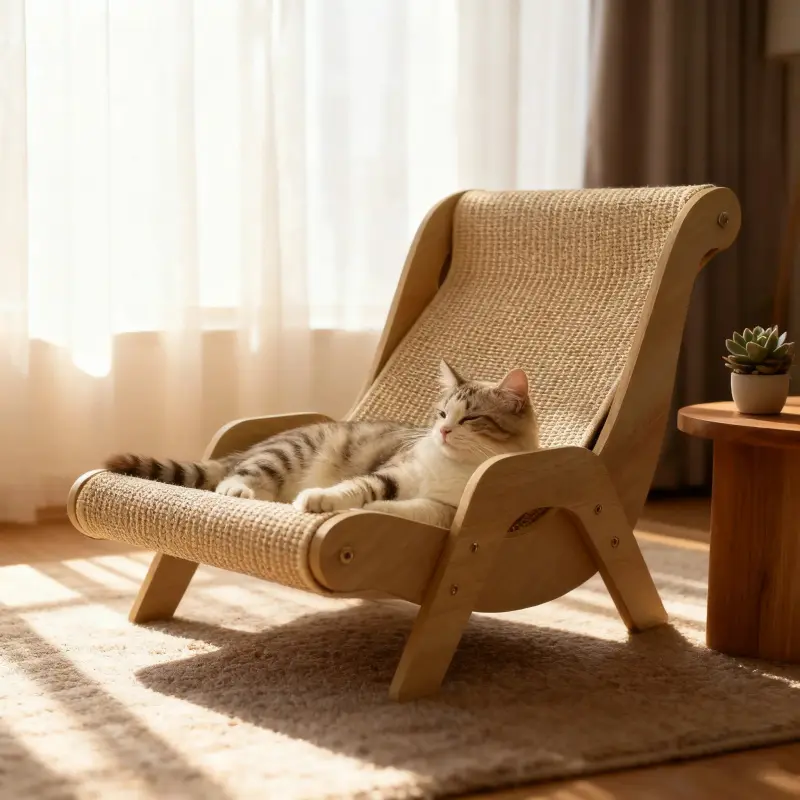 Cat recliner scraper board anti-scratch cat nest wooden sword hemp grinding claws scratching pad pet hammock sofa toy carton Kitten Homemade tiktokshopspringglowup SummerVibes petlovers SummerVibes petlovers cat tree cat tree tower anti-slip base durable