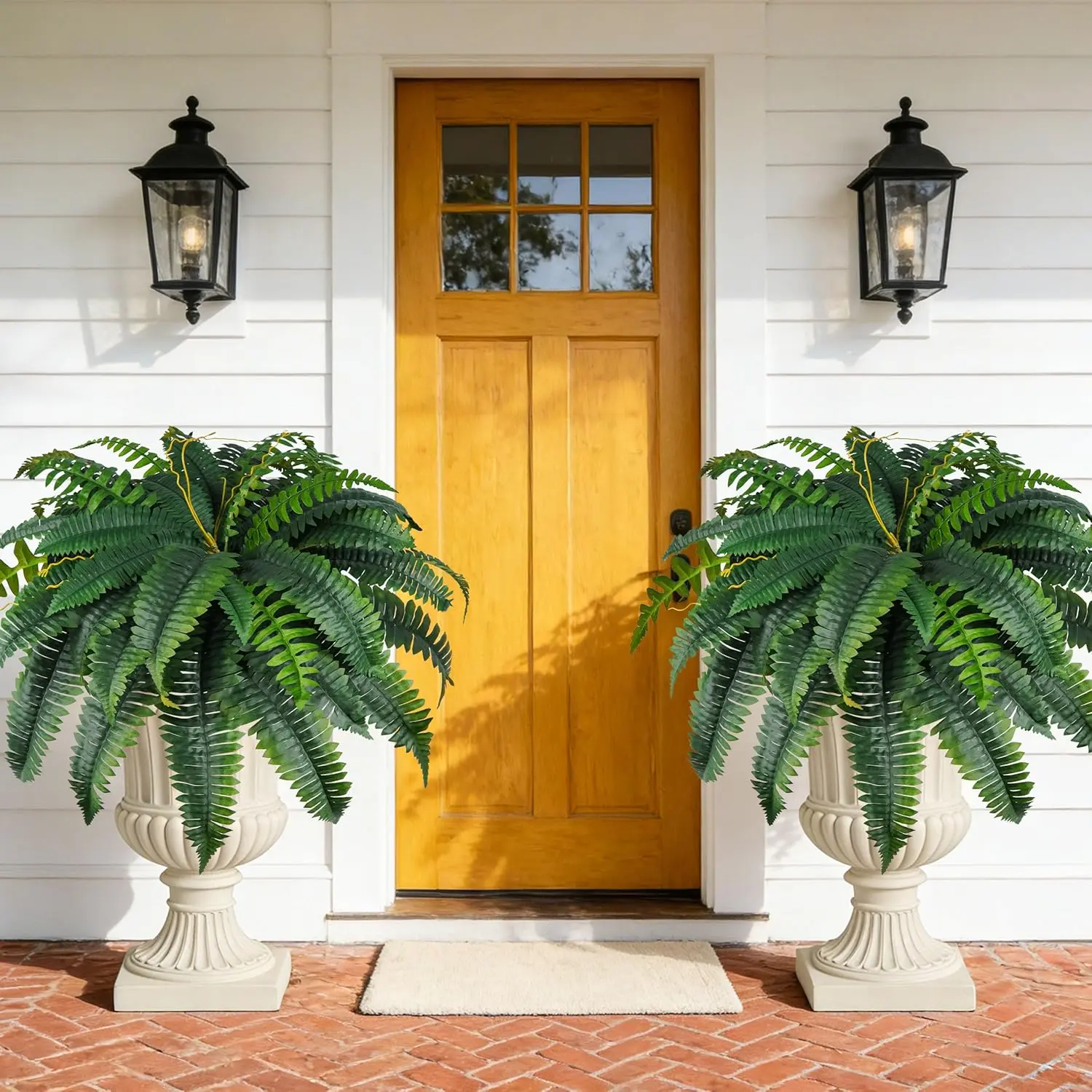 Der Rose 2-Pack 45-in 60-Leaf Synthetic UV-Resistant Boston Hanging Ferns, Faux Plant Decor, Outdoor/Indoor Home Porch Decor, Ideal Summer Gift