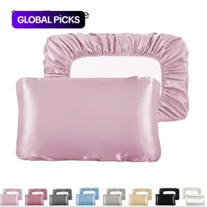 Solid Color Satin Pillowcase without Filler, 2 Counts Soft Pillow Cover with Elastic Band, Pillow Protector for Home Bedroom & Travel, Silky Satin Bedding #GLOBAL PICKS