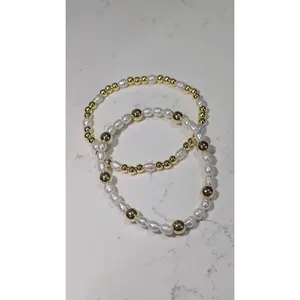 Heavenly Grace Dainty Pearl Bracelet Set – Freshwater Pearls & Gold Accents