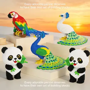 Multicolor Peacock Animal 3D Puzzle Building Blocks, Home Office Decor, Party Decoration, Ideal Gift for Thanksgiving Christmas Halloween Easter
