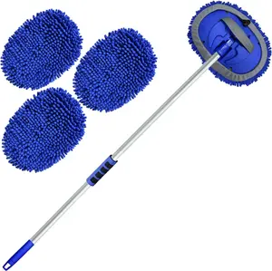 Car Wash Brush Kit with Long Handle, Chenille Microfiber Car Wash Mop Mitt Scratch-Free Car Detailing Cleaning Brush Care Kit Car Cleaning Supplies for Cars RV Truck Boat