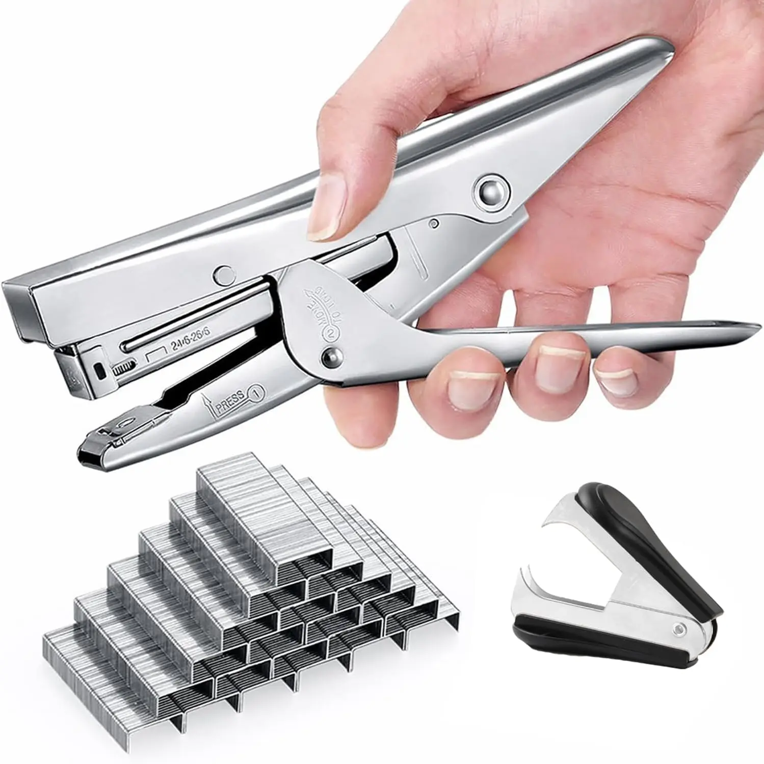 Stapler Heavy Duty with 1000 Staples and Staples Remover Set,20 Sheets Desktop Office Work Student Teacher Large Capacity No Jam Professional Standard 24/6 Metal
