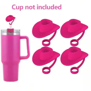 Cowboy Hat Straw Cover Cap for Stanley Cups, 30 & 40 Oz, 6-10mm Silicone Straw Topper, Cute Western Kid Accessory