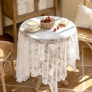 French Vintage Lace Tablecloth, Round and Rectangular Style Dining Tablecloth, Luxurious Atmosphere Photo Background Cloth