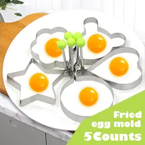 5 Counts Set Fried Egg Rings Molds, Stainless Steel Cooking Shapes for Pancakes & Eggs