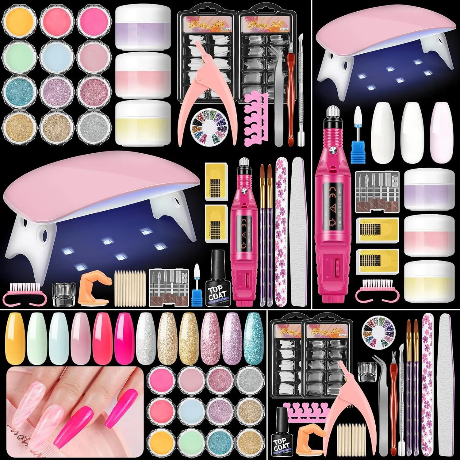 12 Colors Nail Art Kit UV LED Nail Lamp Beginners Home Manicure Nail Polish Set Nail Drill nails kit set gel nail polish set Poly Gel Set, Nail Care, Manicure Salon Set
