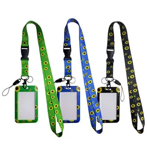 Cute Sunflower Lanyard with Matching ID Badge Holder | Aesthetic Neck Strap for Nurses, Teachers & Office Workers | 3 Colors Available