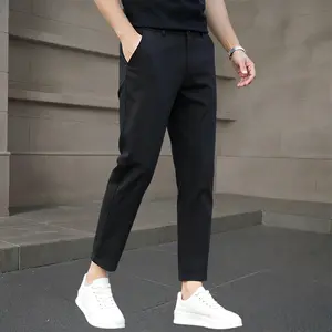 Men's slim-fit cropped trousers, made of a cotton and spandex blend, available in a variety of colors (sizes: 28-38).