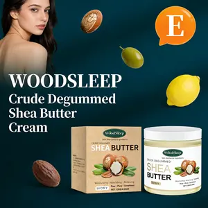 WOODSLEEP Crude Degummed Shea Butter Cream - Shea Butter & Lemon Extract Deep Nourishing Brightening Gentle Body & Face Cream Moisturizer