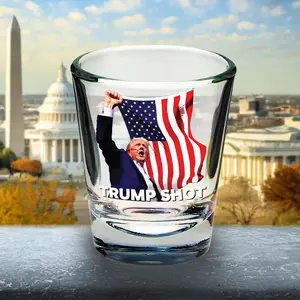 Trump Shot Shot-Glass - Stylish Drinkware with "TRUMP SHOT" Design and American Flag Pattern