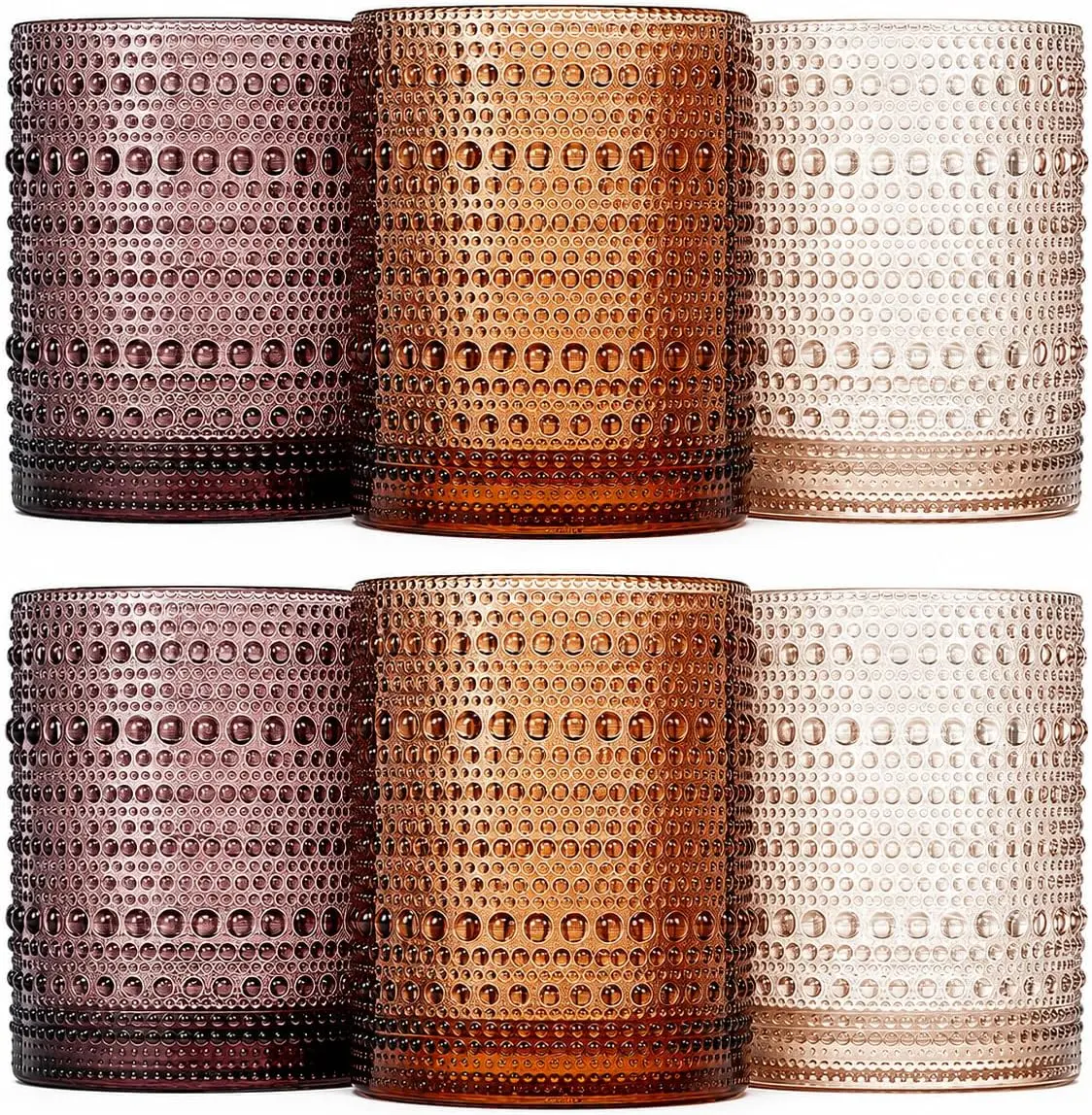 Venus Hobnail Lowball Whiskey Glassware, Set of 6
