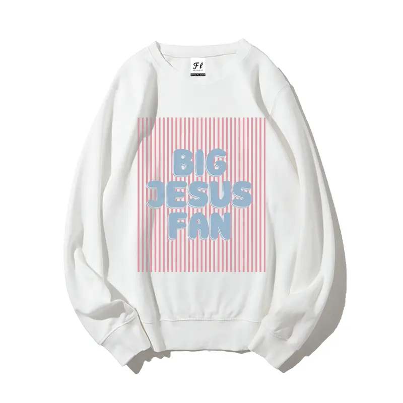 Women's Retro Graphic Sweatshirt, Comfortable Oversized Cotton Pullover with 'Jesus Fan' Print, Long Sleeve Top for Everyday Wear, Birthday Gift, Happy Birthday, Athletic, Graphic Art