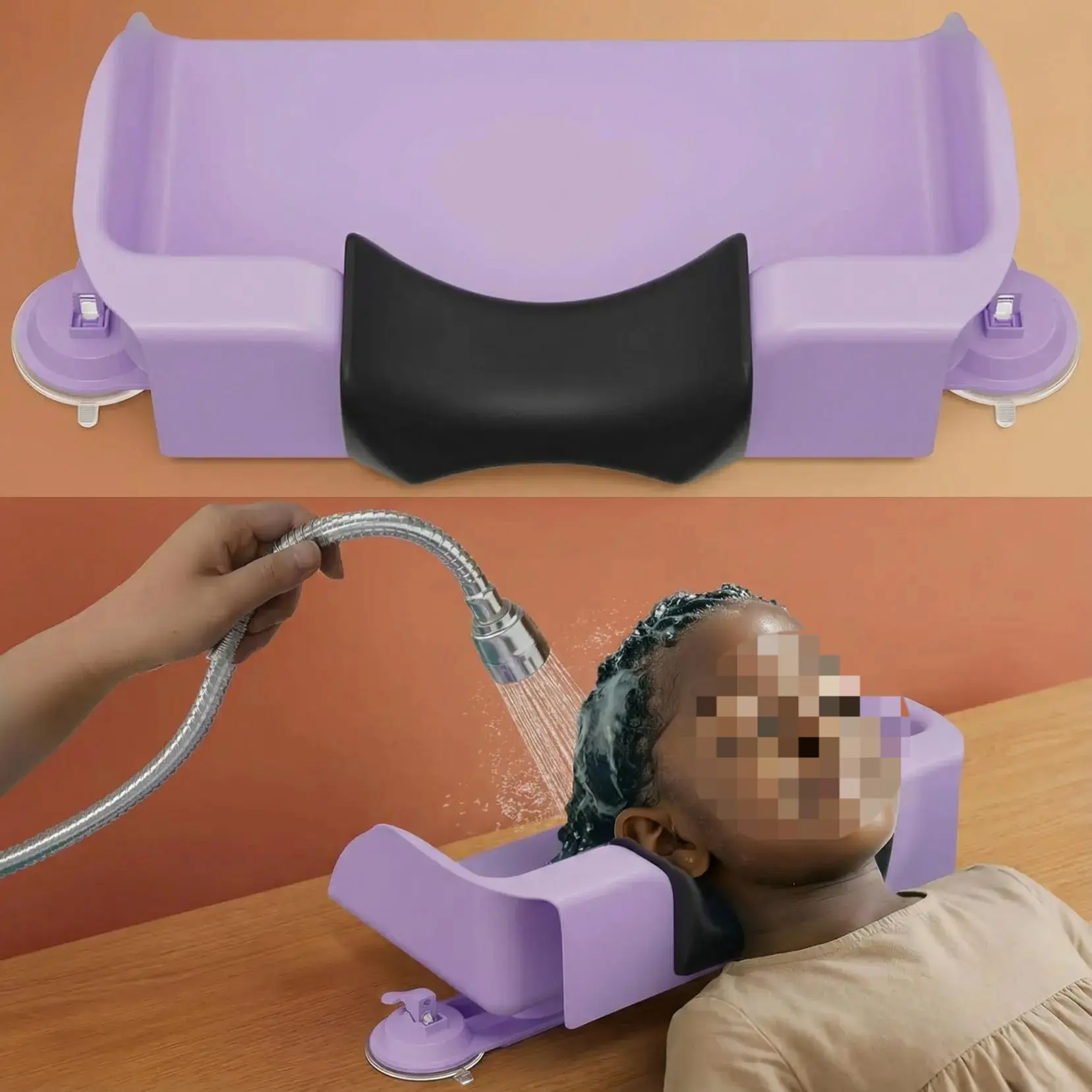 Portable Non-Woven Plastic Shampoo Bowl with Ergonomic Neck Support - Unisex Hair Washing Station for Elderly - Space-Saving Bathroom Wash Tub for Tear-Free Rinse Home Use, Shampoobowl