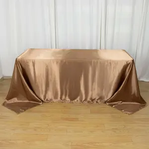 Satin Rectangular Tablecloth 90"x132" Taupe - Seamless Table Cover