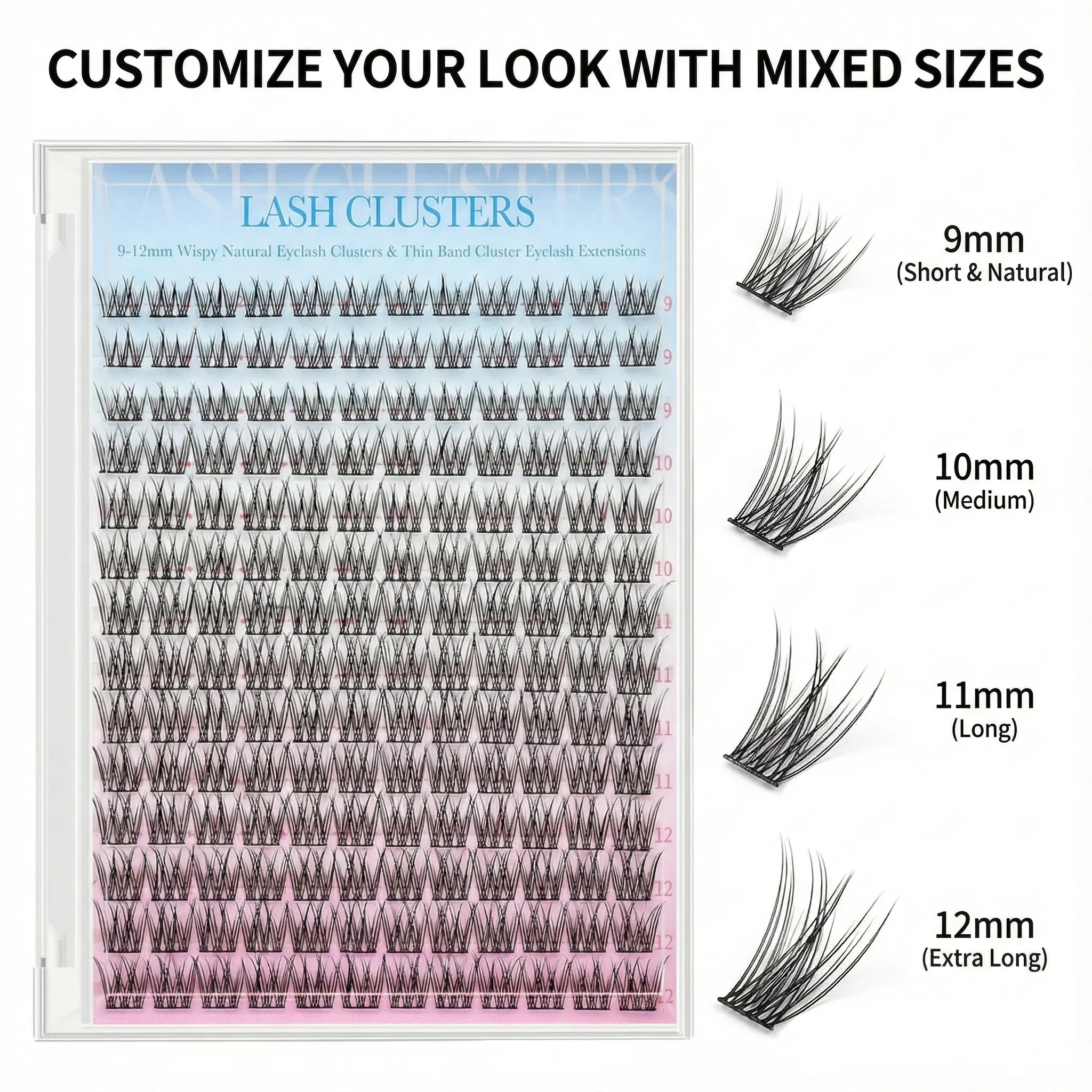 Lash Clusters Eyelash Kit 9-12mm 168PCS Wispy Natural Cluster Eyelash DIY Lash Extension Kit with Lash Bond and Seal, Lash Tweezers, DIY Eyelash Extension Kit for Beginners Water Proof