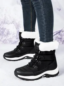 Women's High-Top Lace-Up Hiking Boots, Trekking Shoes, Durable Outdoor Snow Boots with Fleece Lining, Fashionable and Comfortable for Daily Wear and Outdoor Activities, Christmas Gift, Casual Hiking Shoes