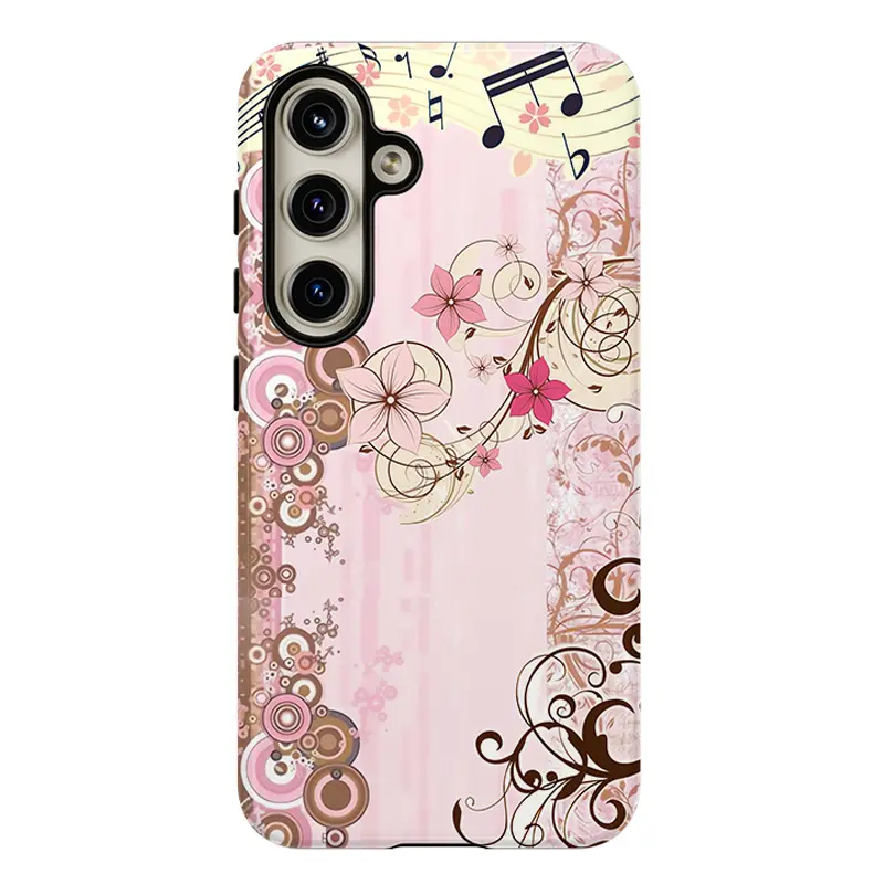 Vintage Music Notes Phone Cases , Shockproof Rugged Cover Dual Layer Soft TPU Hard Bumper Shell for Samsung S26 S25 S24 S23 S22 S21 NOTE20 Ultra A71 A56 A36 Plus FE A06 A13 A14 A15 A16 A23 A25 A26 A34 A52 A53 A54 A55 Edge, Aesthetic Musical Score & Floral