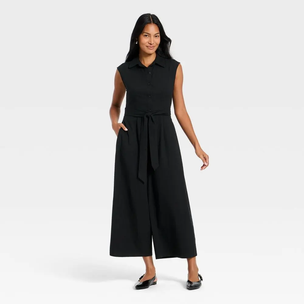 Women's Belted Jumpsuit - A