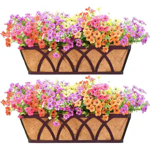 30 Inch Window Box Railing Planter Boxes with Liner,Black Hanging Planter Window Boxes Trough for Lawn,2 Packs