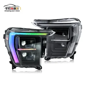 TT-ABC Full RGB Color Changing Luminous Car Headlights for 2021-2023 Ford F-150 F150 P702 14th Gen, PC Front Lamps with Perfect Fit, Manufacturer Warranty