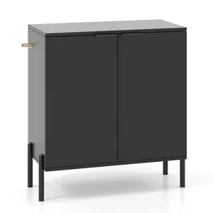 COSTWAY - 2-Door Buffet Cabinet Sideboard with Shelf and Metal Legs-Black COSTWAY - 2-Door Buffet Cabinet Sideboard with Shelf and Metal Legs-Black