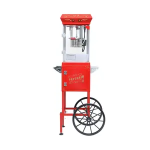 Commercial 6-Ounce Stainless Steel Vintage Popcorn Machine With Cart Red SAK35951