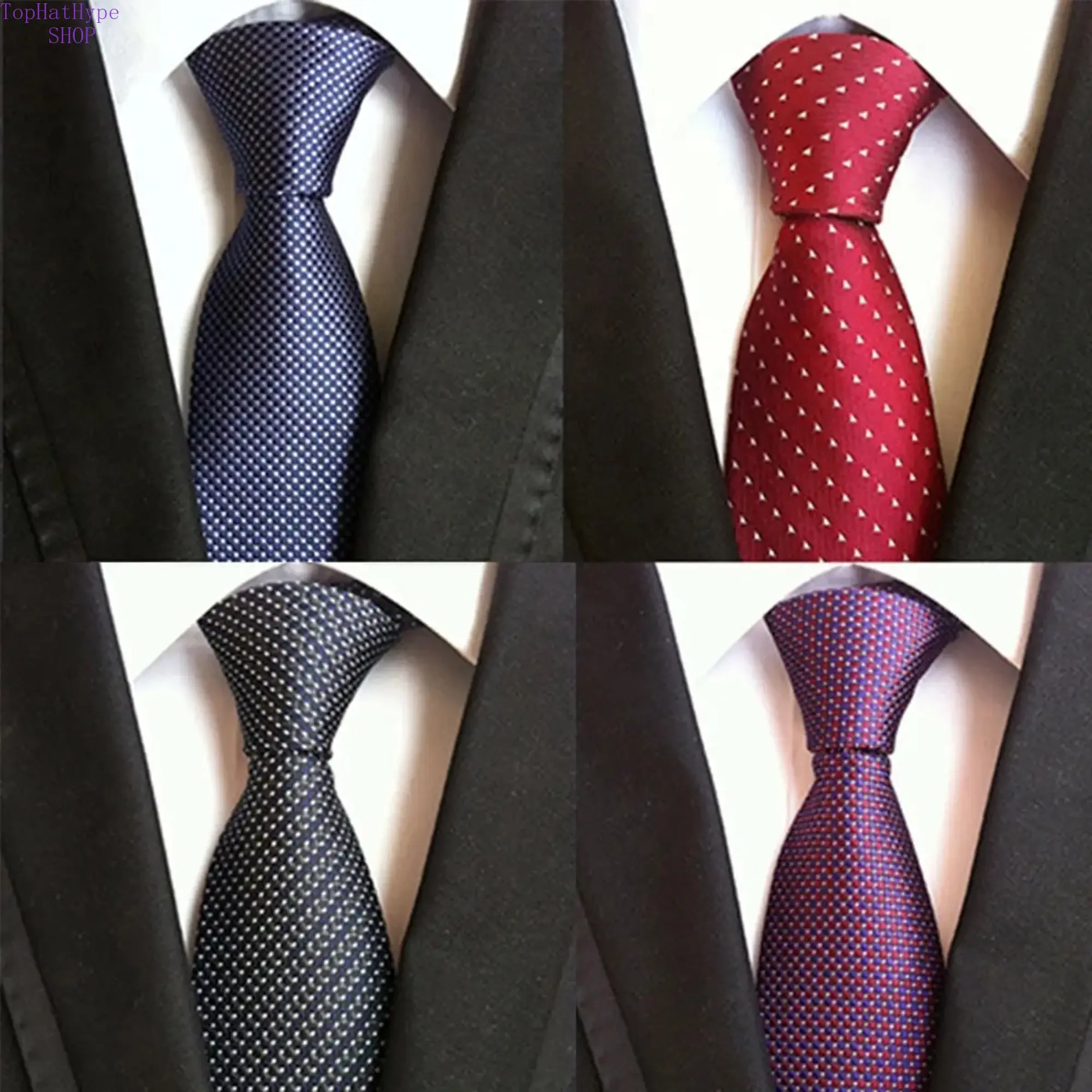 Men's 4-Pack Assorted Plain Ties, Classic 3.1" Width Polyester Ties, Formal Accessory for Business, Wedding
