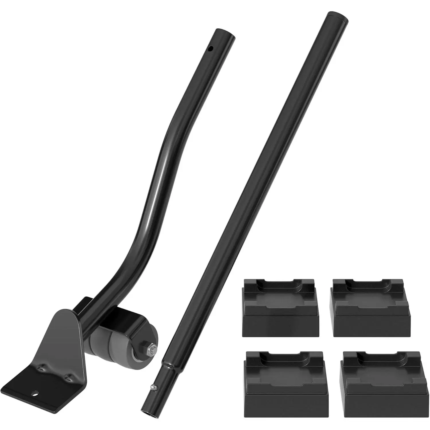 Industrial Furniture Lifter - 24'' Black Alloy Steel Jack, 500lb Capacity, 4 Heightening Blocks for Moving Heavy Items, Sofa, Washing Machine
