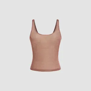 Cider [size 2-10] Metallic Scoop Neckline Solid Tank Top