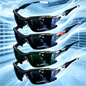 4 Pack Polarized Sports Sunglasses, Rimless Lightweight Windproof UV Protection Glasses for Men Women, Ideal for Baseball Driving Fishing, Trendy Square Cat Eye Oversized Styles, Mens Gifts