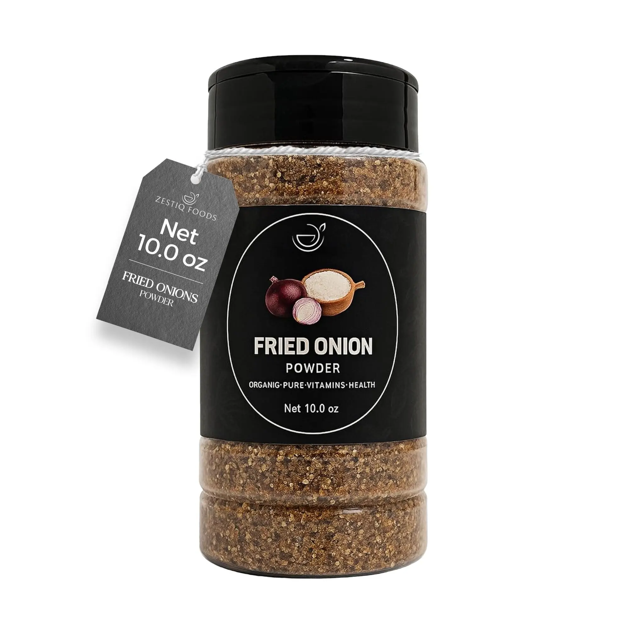 Zestiq Foods Premium Quality Certified Organic Fried Onion Powder, 10 oz Shaker Jar – Finely Ground Fried Onion for Cooking, Seasoning & Everyday Flavor