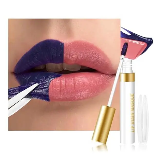 evpct Warm Rose Peel Off Lip Stain Tints with Tweezer, Matte Lipstick Lip Stain Gloss Long Lasting Waterproof for Women, Non-stick Cup Lipstick Peel Off High Pigmented 24 Hrs Original Lips Stains, 01