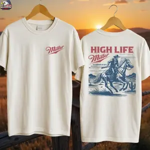 Miller High Life Cowboy Shirt, Vintage Western Beer Graphic Tee, The Champagne of Beers Rodeo, T-shirt, Sweatshirt, Hoodie