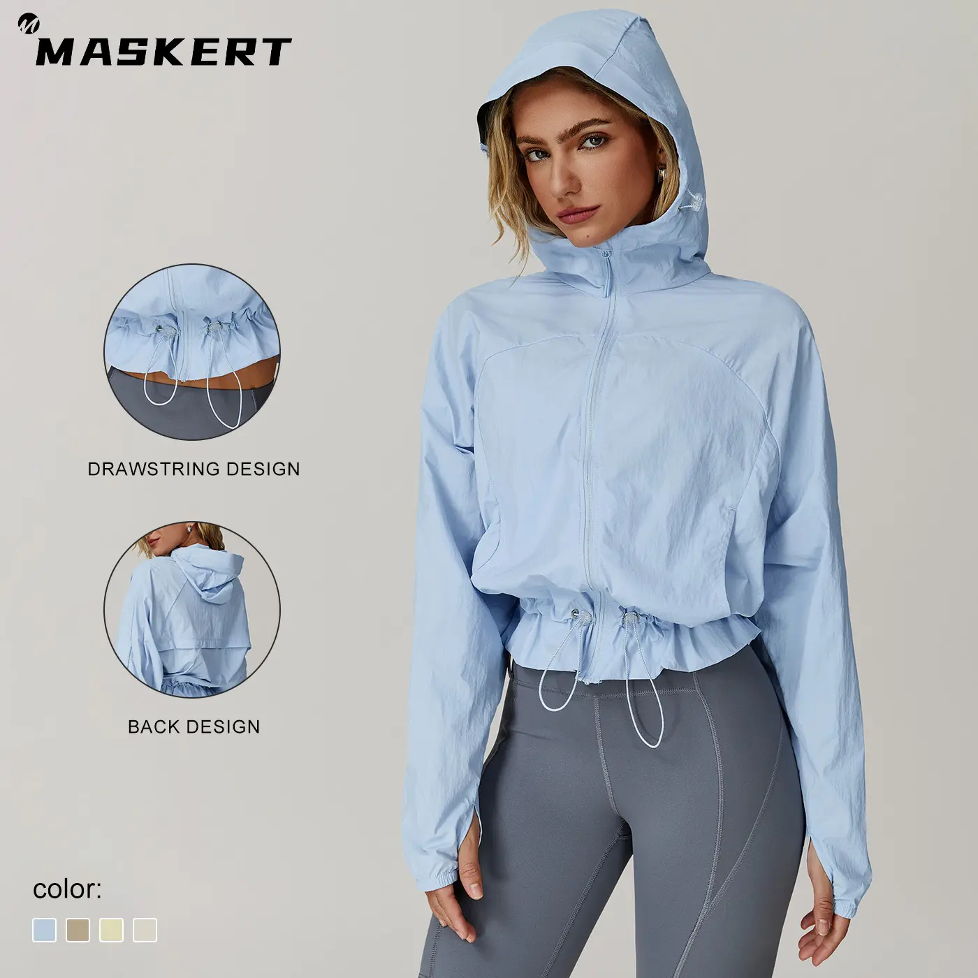 MASKERT Women's outdoor lightweight sun-protective jacket, quick-dry sun protection jacket, short waist-cinched jacket, skin-friendly breathable sun-protective jacket summerwins Womenswear Coats tiktokshopbacktoschool