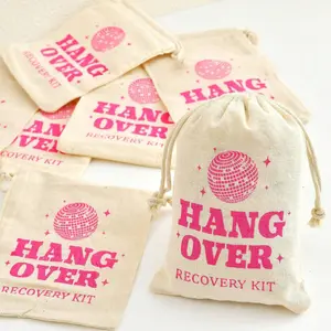 Hangover Recovery Bag, 2/6 Counts Letter Pattern Drawstring Bag, Jewelry Dust Proof Packaging Bag, Gift Wrapping Bag for Birthday Festive Party, Bachelor Party Gift