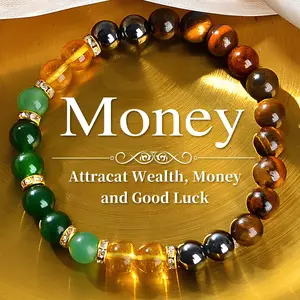 EMPTAN Money Bracelet with Black Onyx and Tiger's Eye - Luck Bracelet - Attract Wealth, Abundance and Prosperity