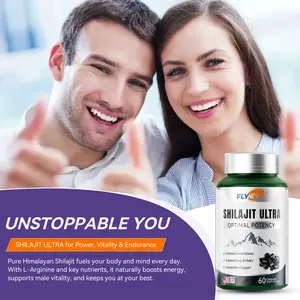 FLYNEW Shilajit for Men Women, Shilajit with Naturally Fulvic Acid & L-Arginine, Himalayan Shilajits for Extra Power, Stamina & Immune Support, Non-GMO, Made in USA, 60 Capsules, 1,300mg Per Serving