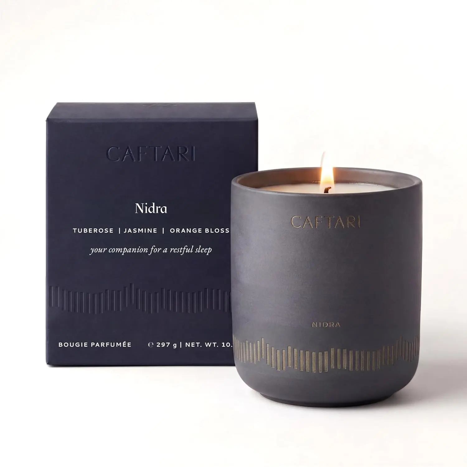 Sleep Candle with Real Jasmine Essential Oil, Promotes Melatonin & Deep Sleep, 60 Hour Burn, Black Ceramic Jar, Non-Toxic Soy Wax, 10.5oz