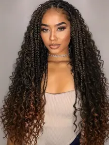 36 Inch HD Lace Braided Wigs for Women, Long Bob Knotless Boho Style, Premium Synthetic Baby Hair, All Seasons Wearable, Lace Braiding Wig